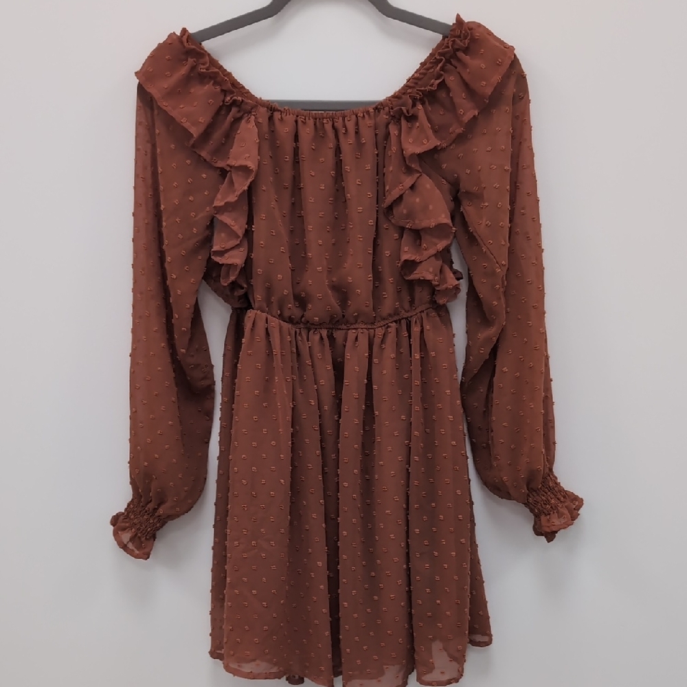 Burnt Orange Ruffle Dress